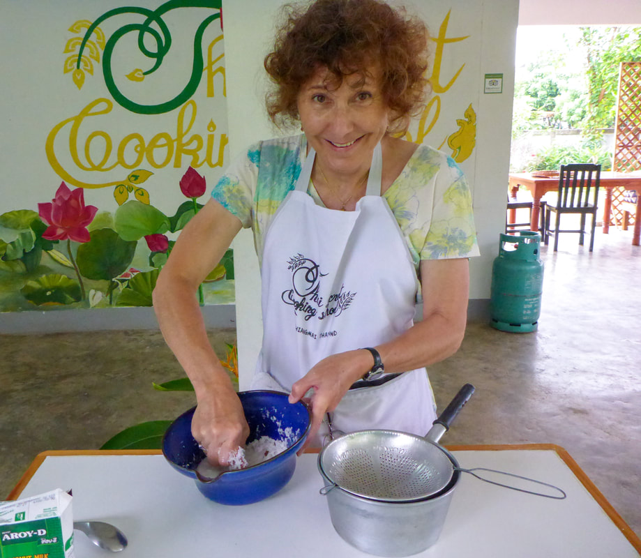 Making Coconut Milk at Thai Secret Cooking Class 2013