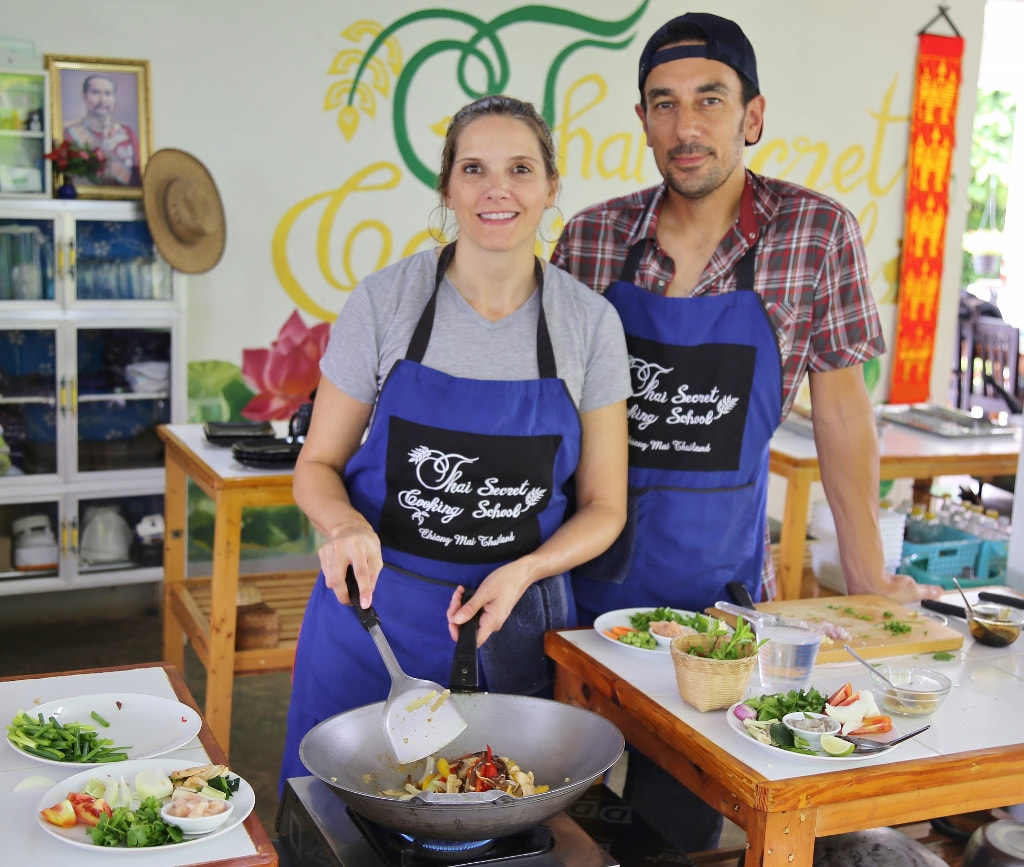 Thai cooking school cookbook and class photos 